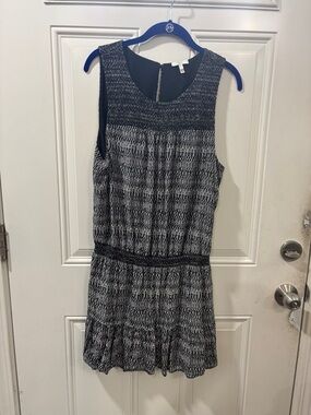 Joie Black and White Sleeveless Mini Dress Size L